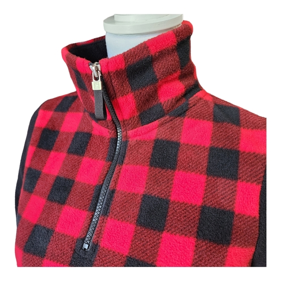 Chaps Women's Buffalo Plaid Fleece Pullover, Red/Black 1/4 Zip, Size Small, S - Picture 5 of 11